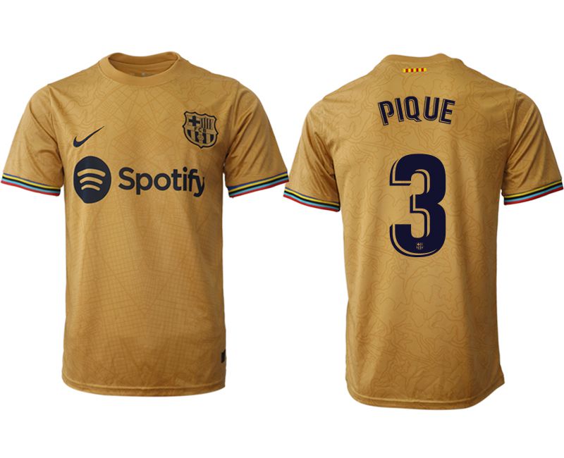 Men 2022-2023 Club Barcelona away aaa version yellow #3 Soccer Jersey